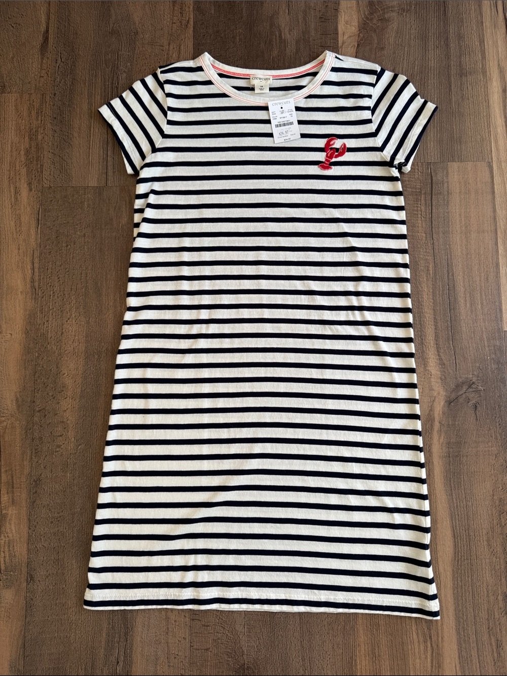 Crewcuts Lobster Striped Short Sleeve Tee Dress